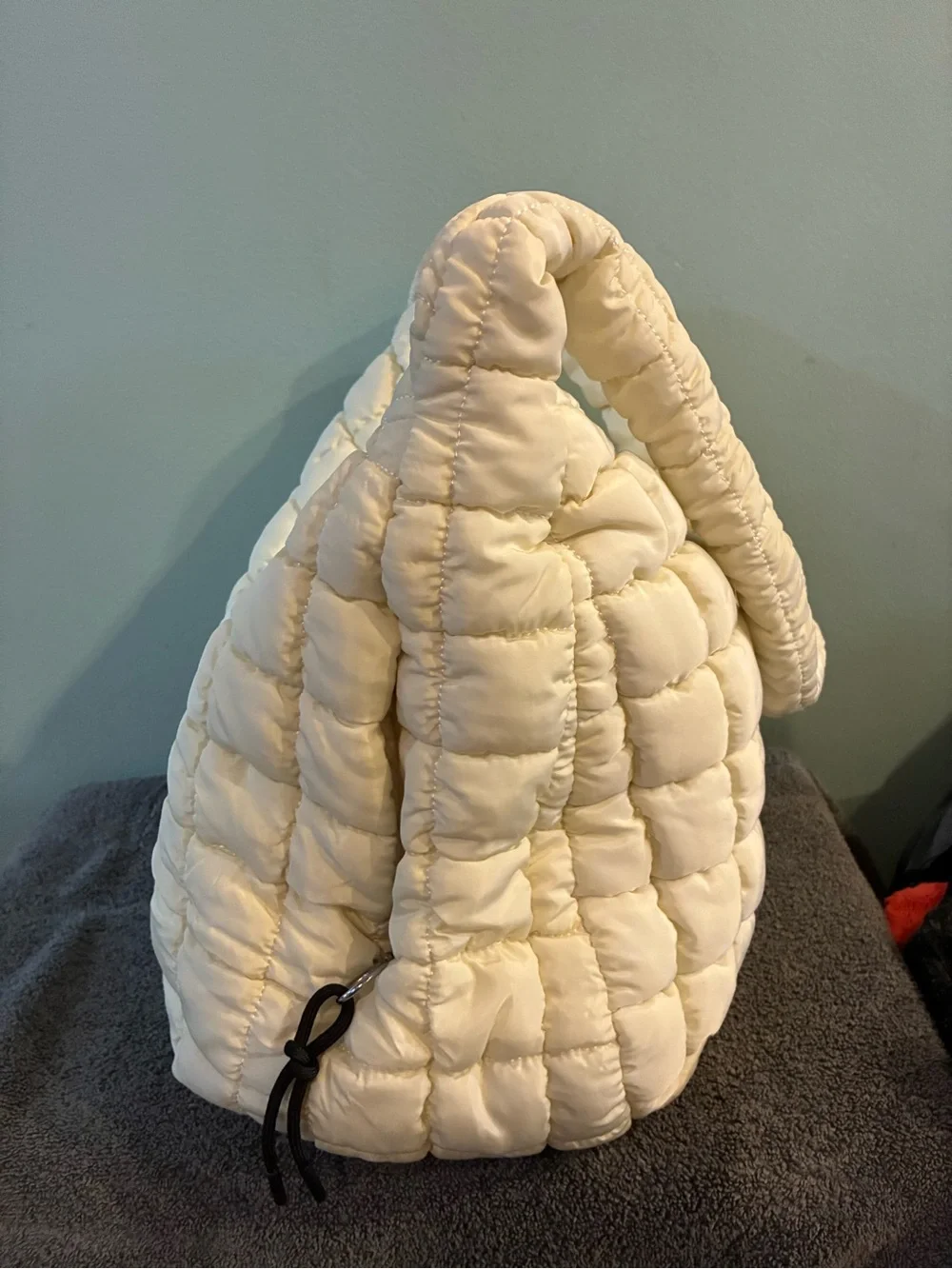 Amazon Quilted Puffer Hobo Bag in Cream